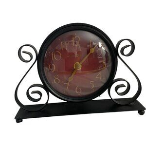 Howard Miller Black Marisa Metal Swirl Mantel Clock Tested Works Model 645-649
